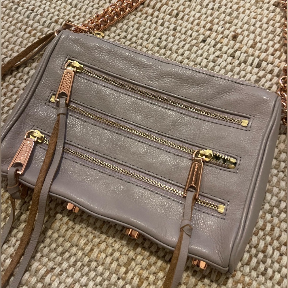 Lavender Rebecca Minkoff Mini 5 Zip Crossbody Bag Rose Gold